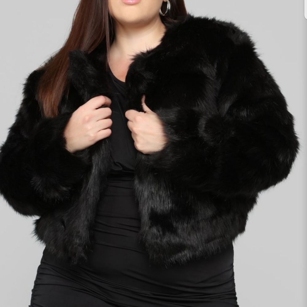 NWT Black Fur Cropped Jacket
